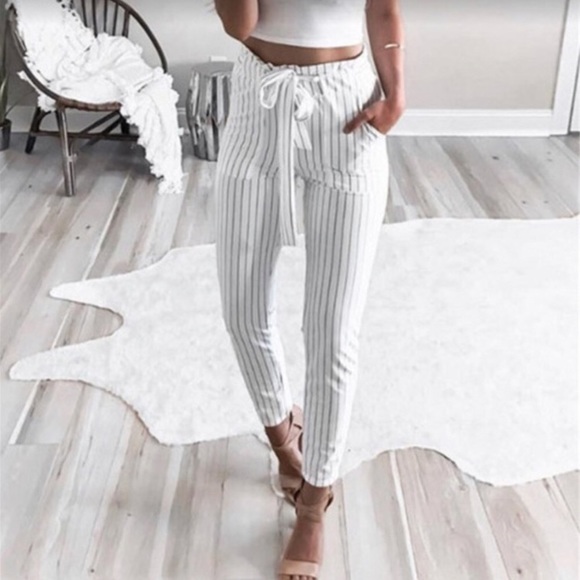 Pants - 🌹Host Pick🌹 White Pinstripe Tie Pants